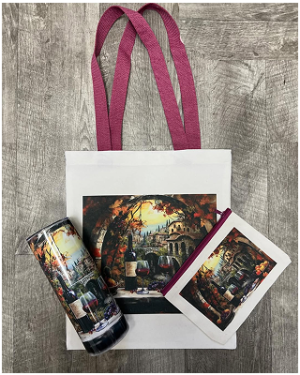 elegant winescap tumbler totebag and matching pouch